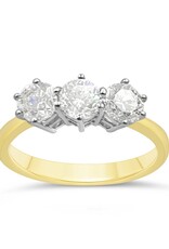 Trilogie ring 18k geel goud met 1,48ct diamanten