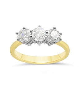 Trilogy ring 18k yellow gold  with 1,48ct diamonds