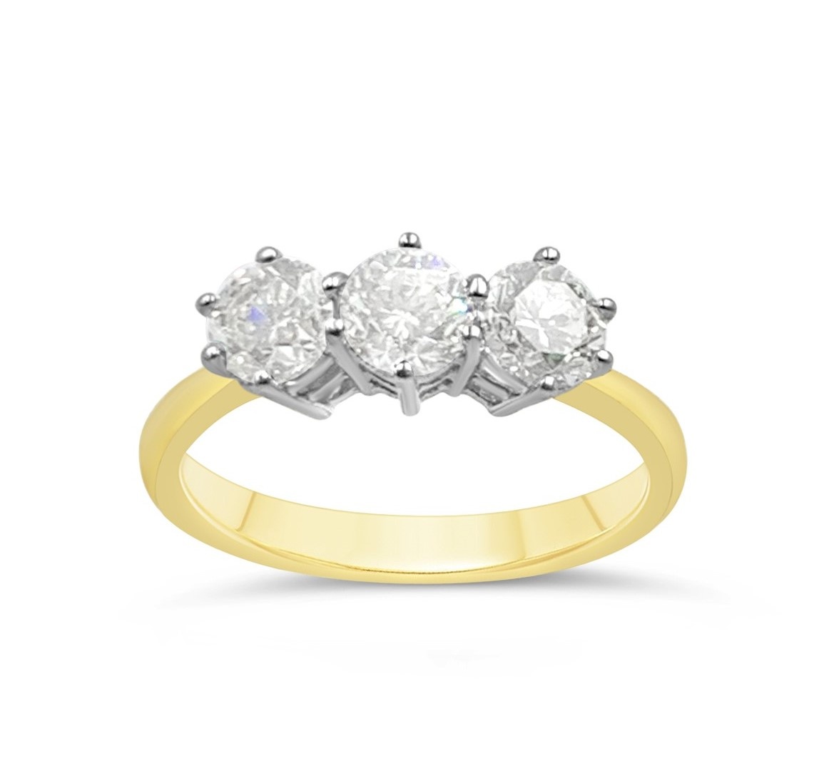 Trilogie ring 18k geel goud met 1,48ct diamanten