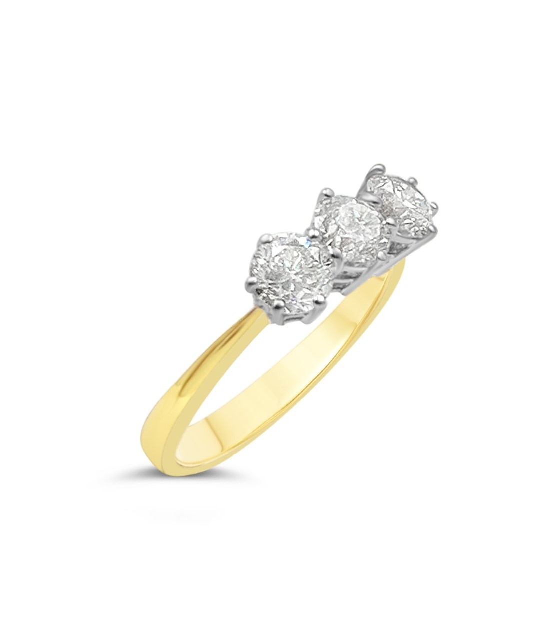 Trilogie ring 18k geel goud met 1,48ct diamanten