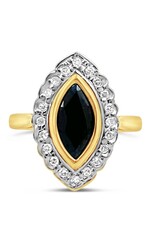 18k yellow gold ring with 1,25ct sapphire & 0,50 diamonds