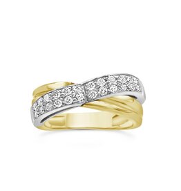 18k geel & wit  goud ring met 0,50 ct diamanten