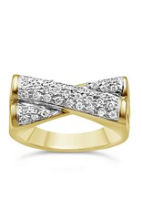 18k yellow & white  gold ring with 0,50ct diamonds