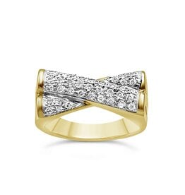 18k yellow & white  gold ring with 0,50ct diamonds