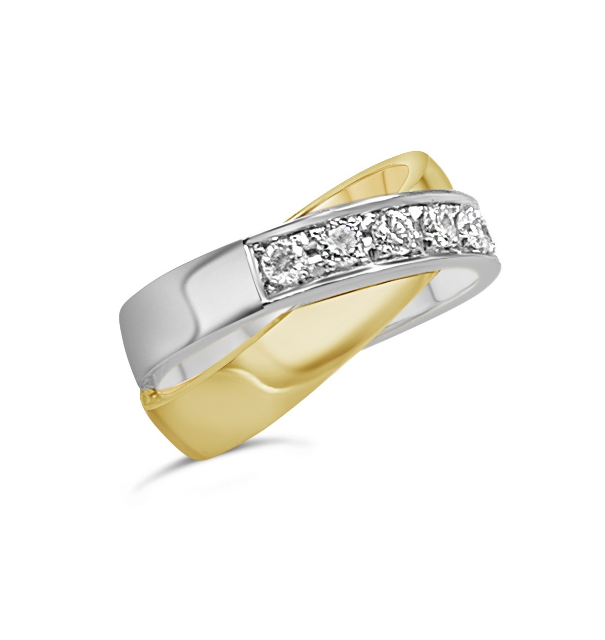 18k yellow & white  gold ring with 0,56ct diamonds