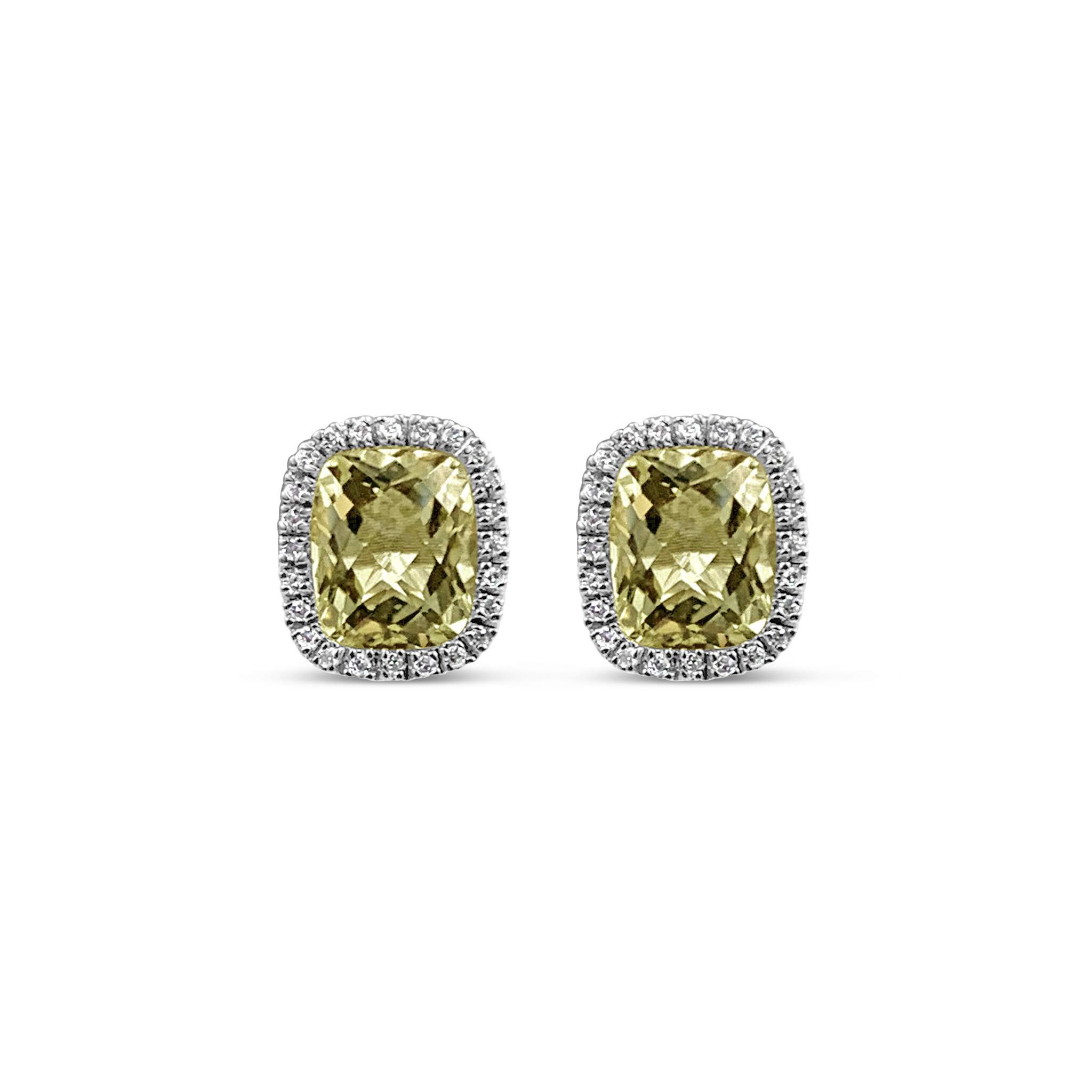 18k white gold earrings with 0.50ct diamonds & 11,80ct citrine