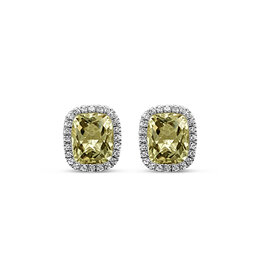 18k wit goud oorbellen met 0.50ct diamanten & 11,80ct citrine