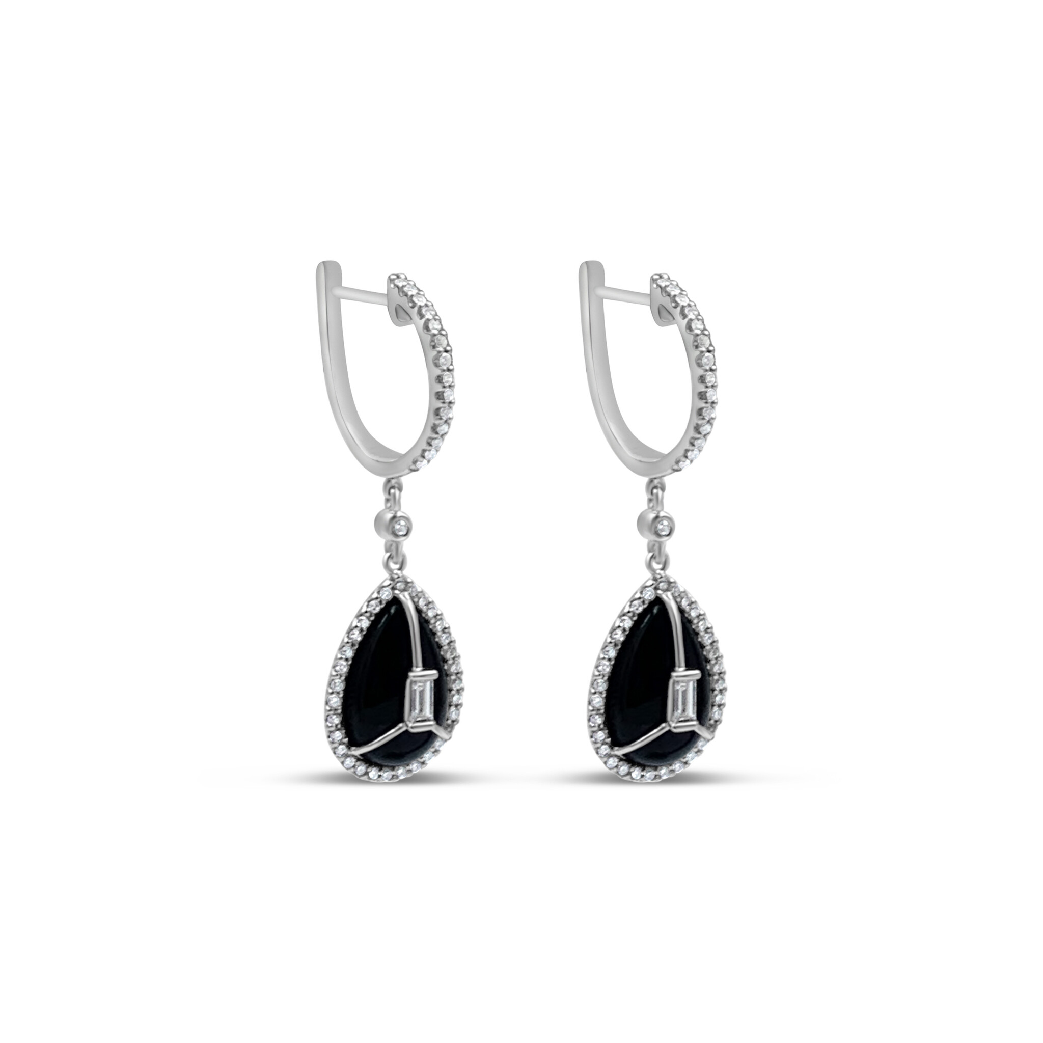 18k white gold earrings with 1,01ct diamonds   & 6,02ct agate