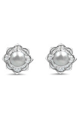 18k white gold earrings with 2,22ct diamonds & pearls