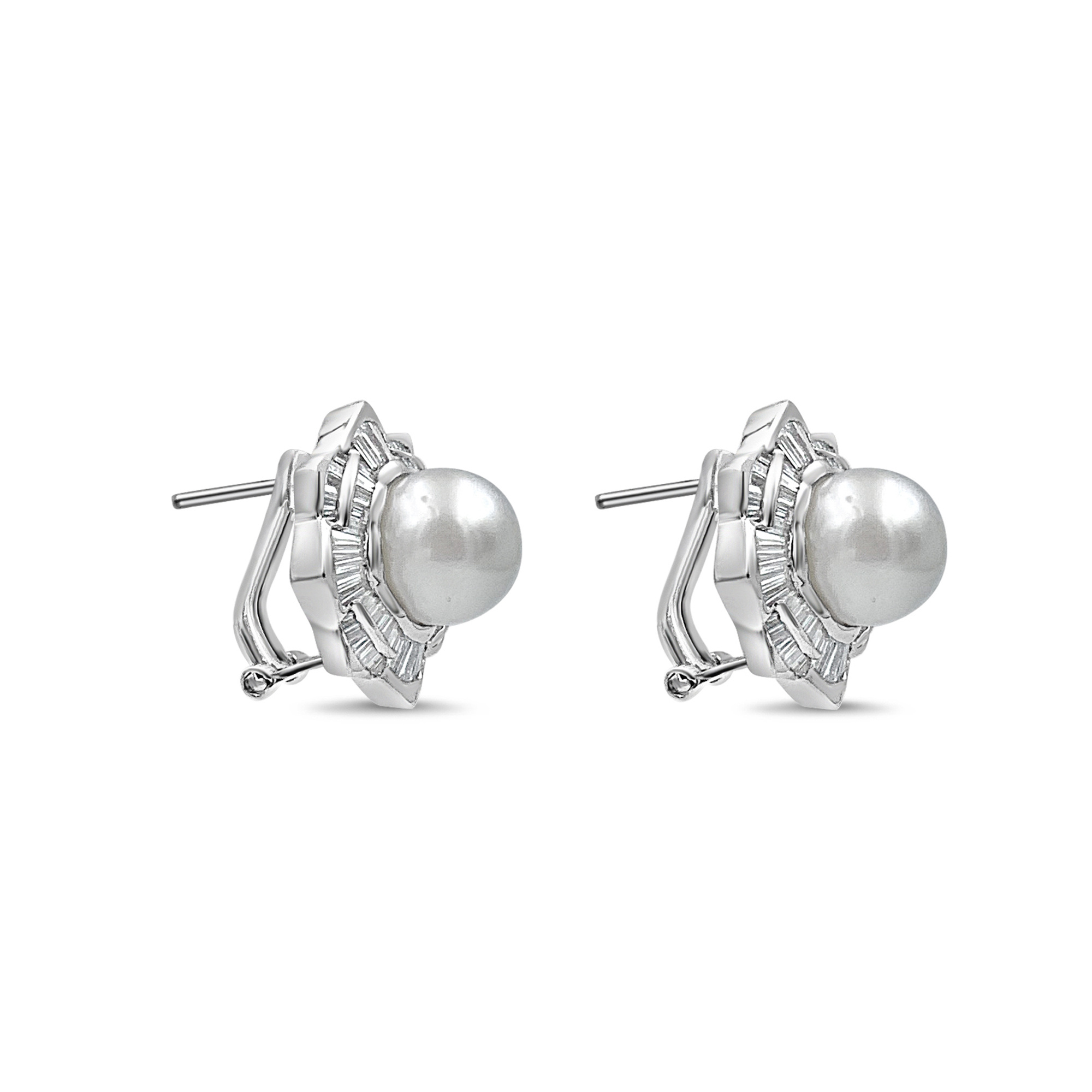 18k white gold earrings with 2,22ct diamonds & pearls