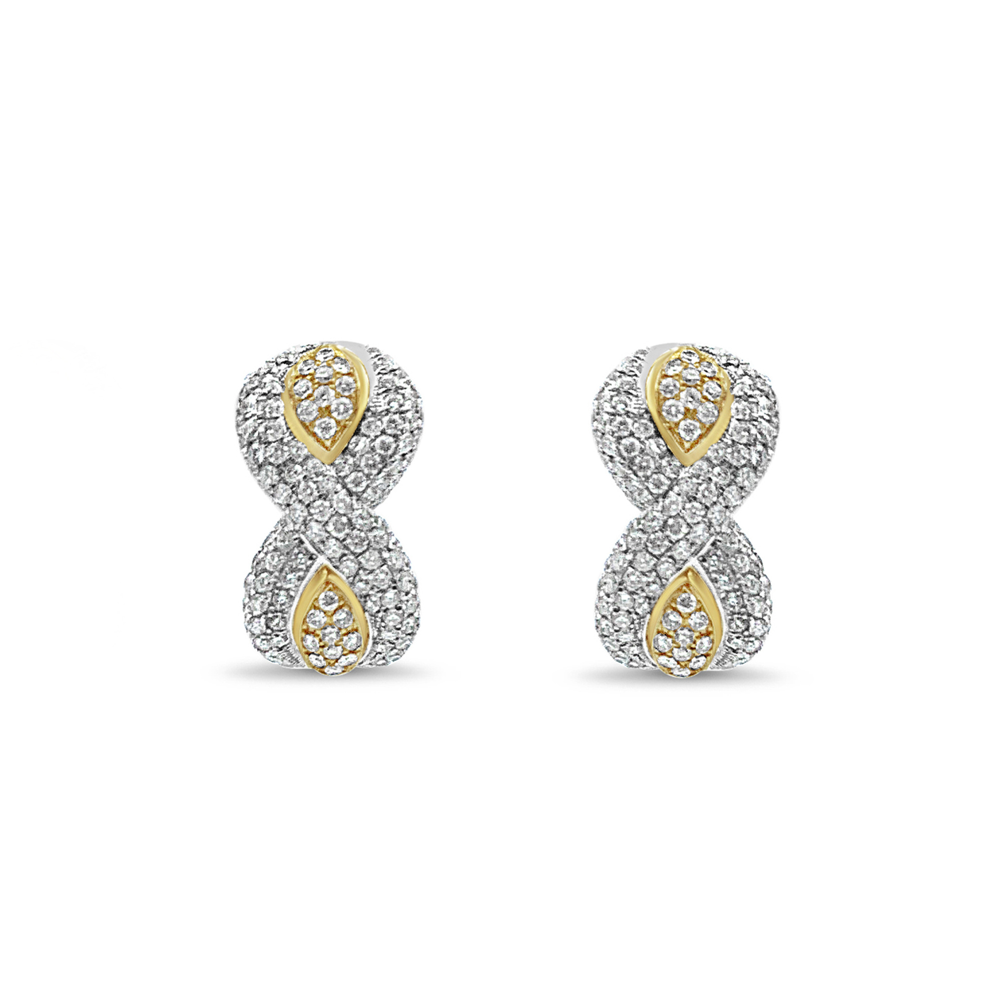 18k wit & geel goud oorbellen met 3,02ct diamanten