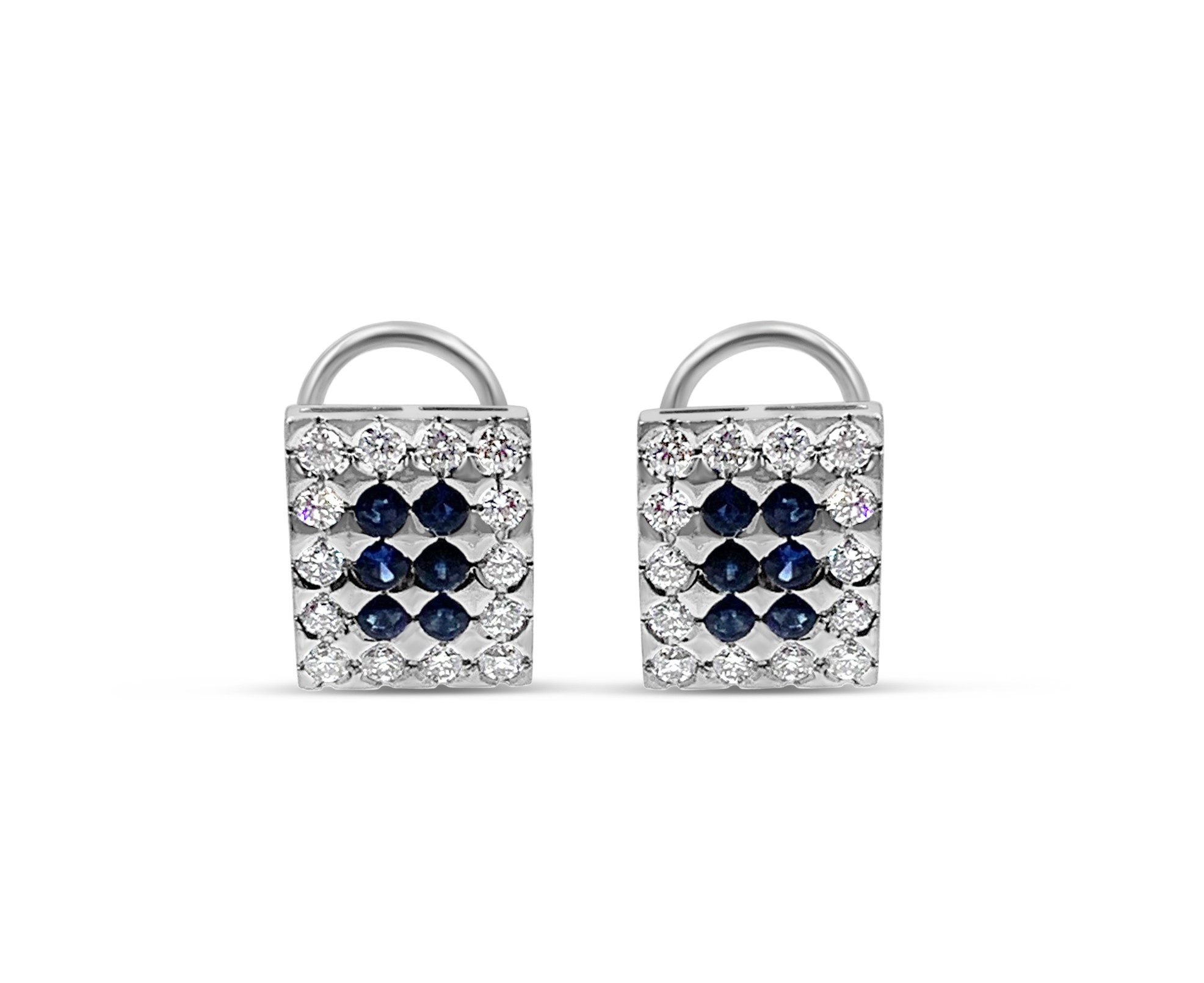 18k white gold earrings with 1,70ct diamonds & 0,75ct sapphire