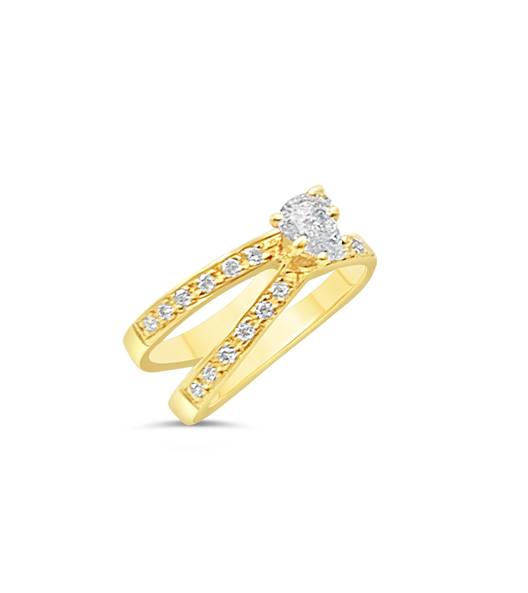 18k yellow gold engagement ring with 1,02ct diamonds