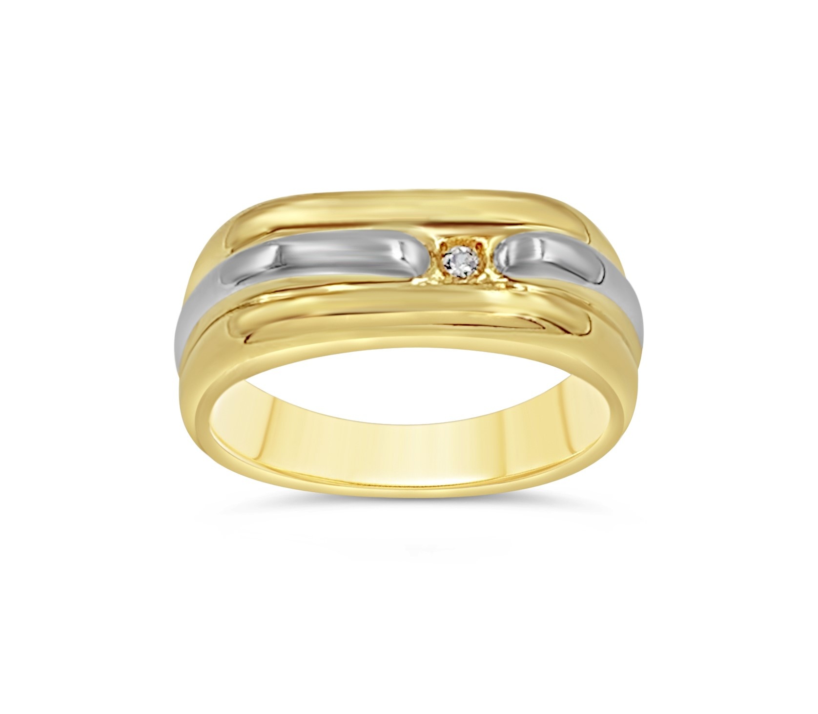 18k geel & wit goud heren ring met diamant