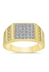 18k yellow gold men's ring with zirkonia