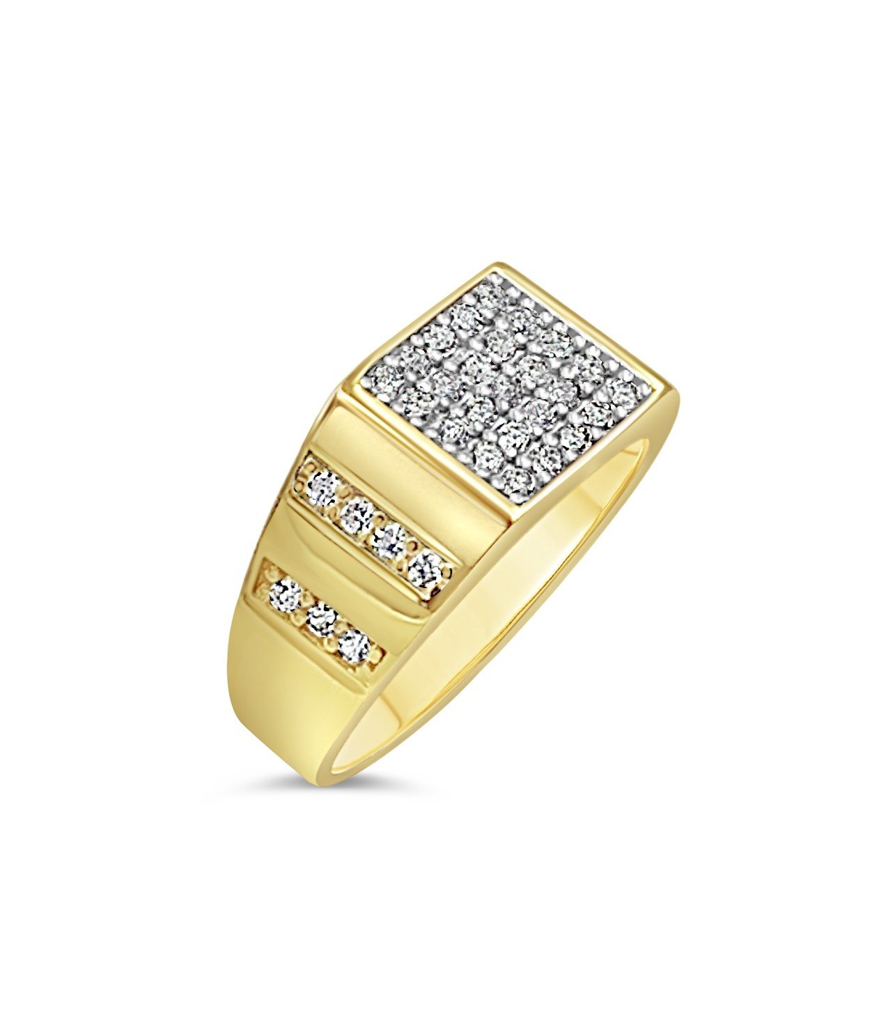 18k yellow gold men's ring with zirkonia