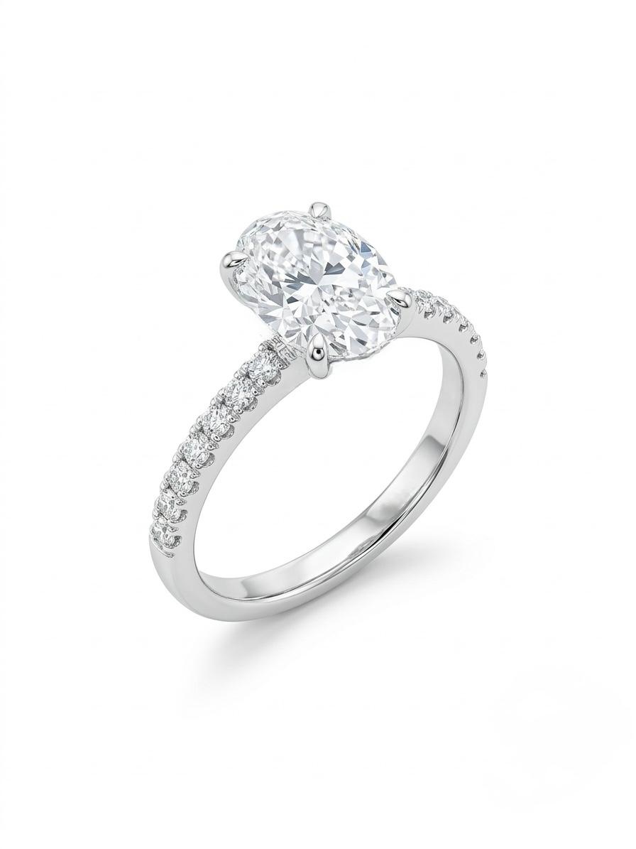 18k white gold engagement ring with 2,84ct lab diamonds