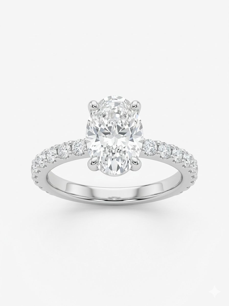 18k white gold engagement ring with 2,84ct lab diamonds