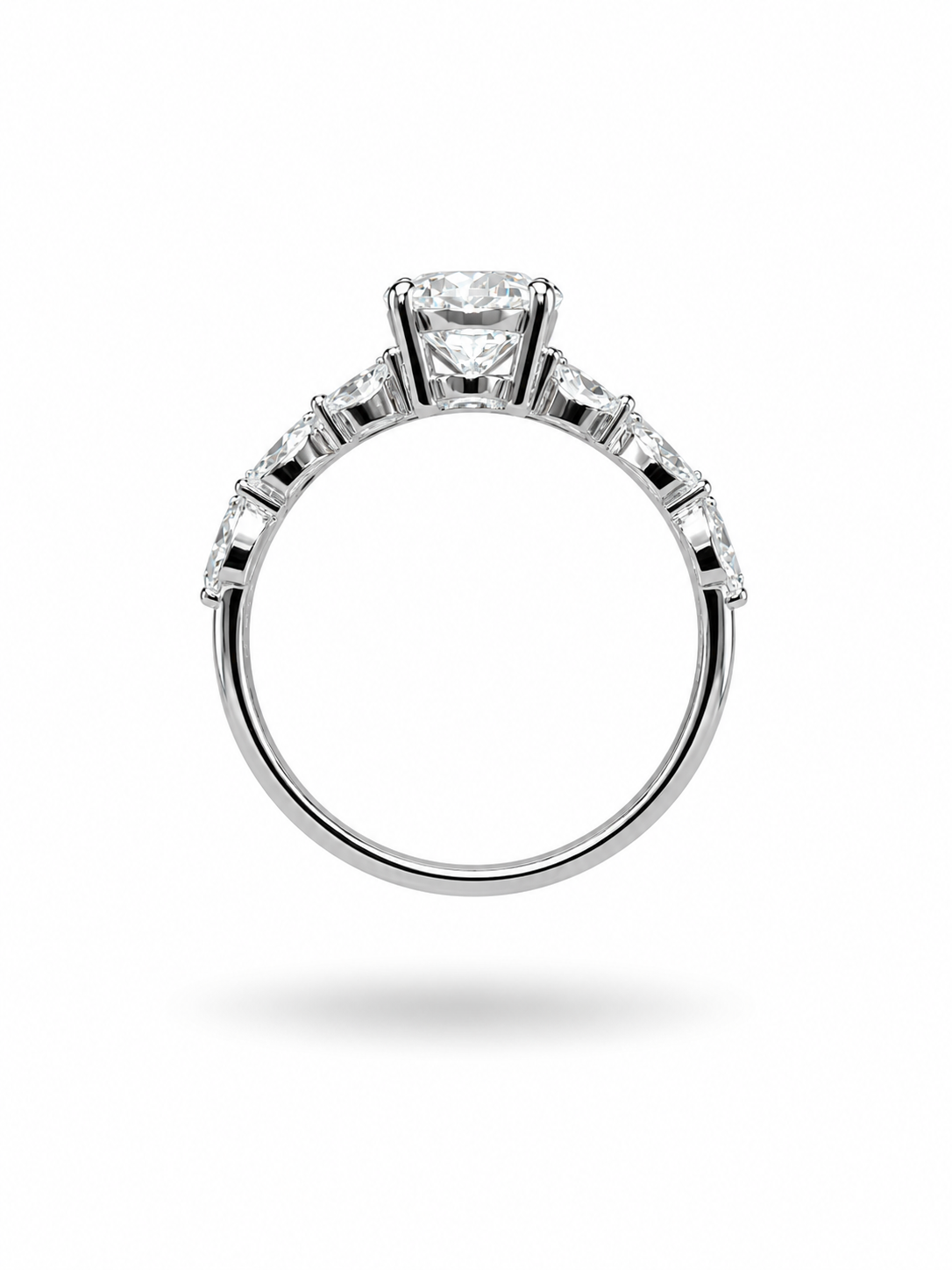 18k white gold engagement ring with 1,75 ct lab diamonds
