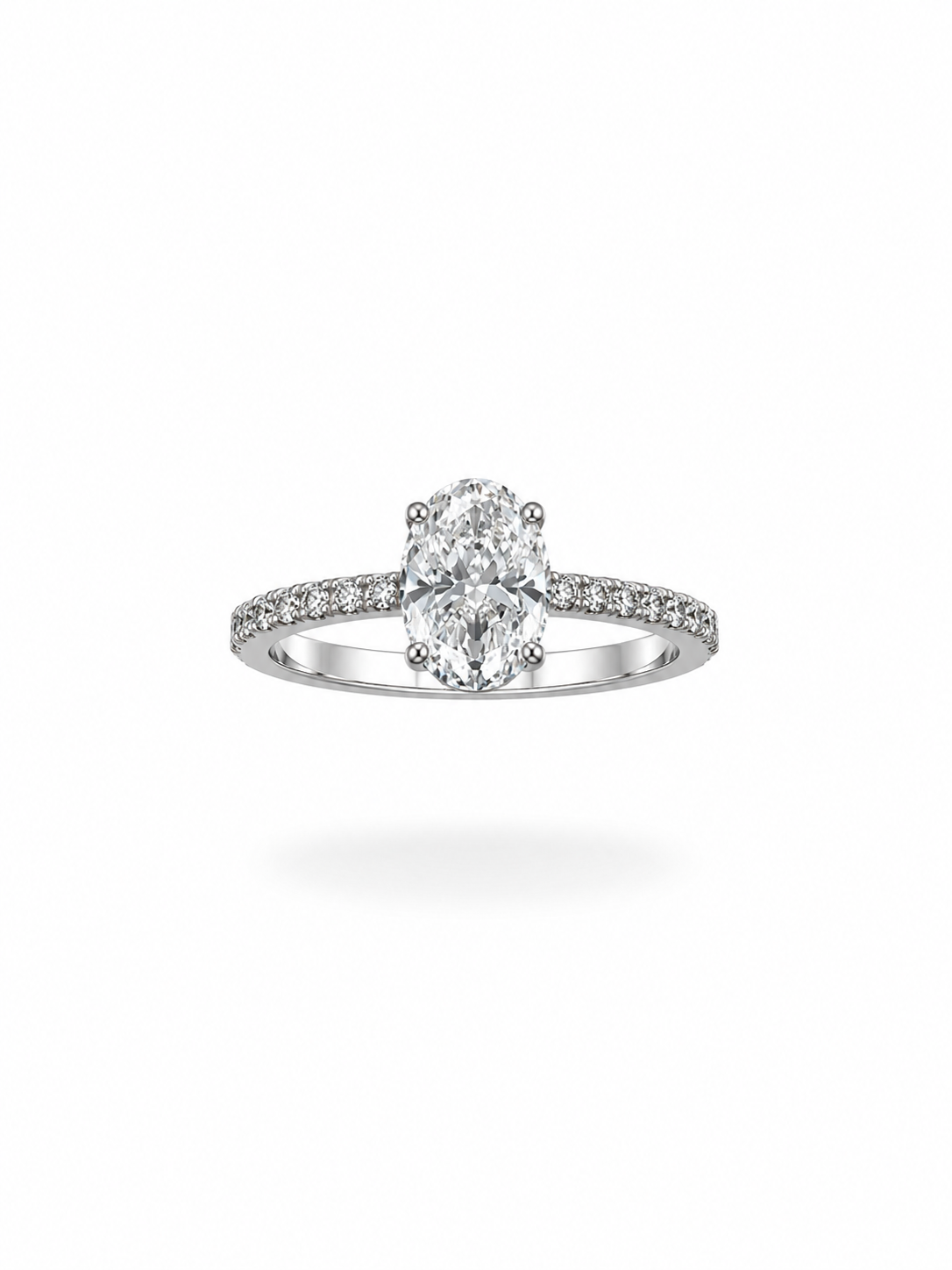 18k white gold engagement ring with 1,48 ct lab diamonds
