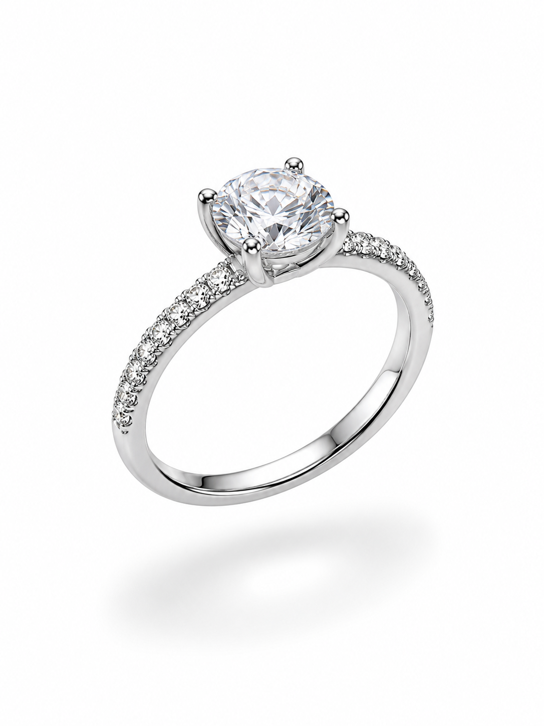 18k white gold engagement ring with 2,83 ct lab diamonds