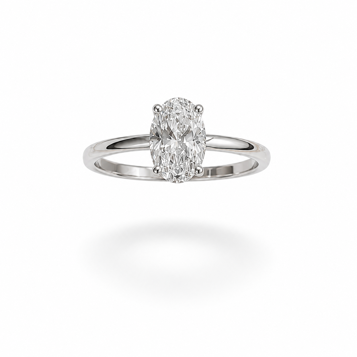 18k white gold engagement ring with 1,05 ct lab diamond