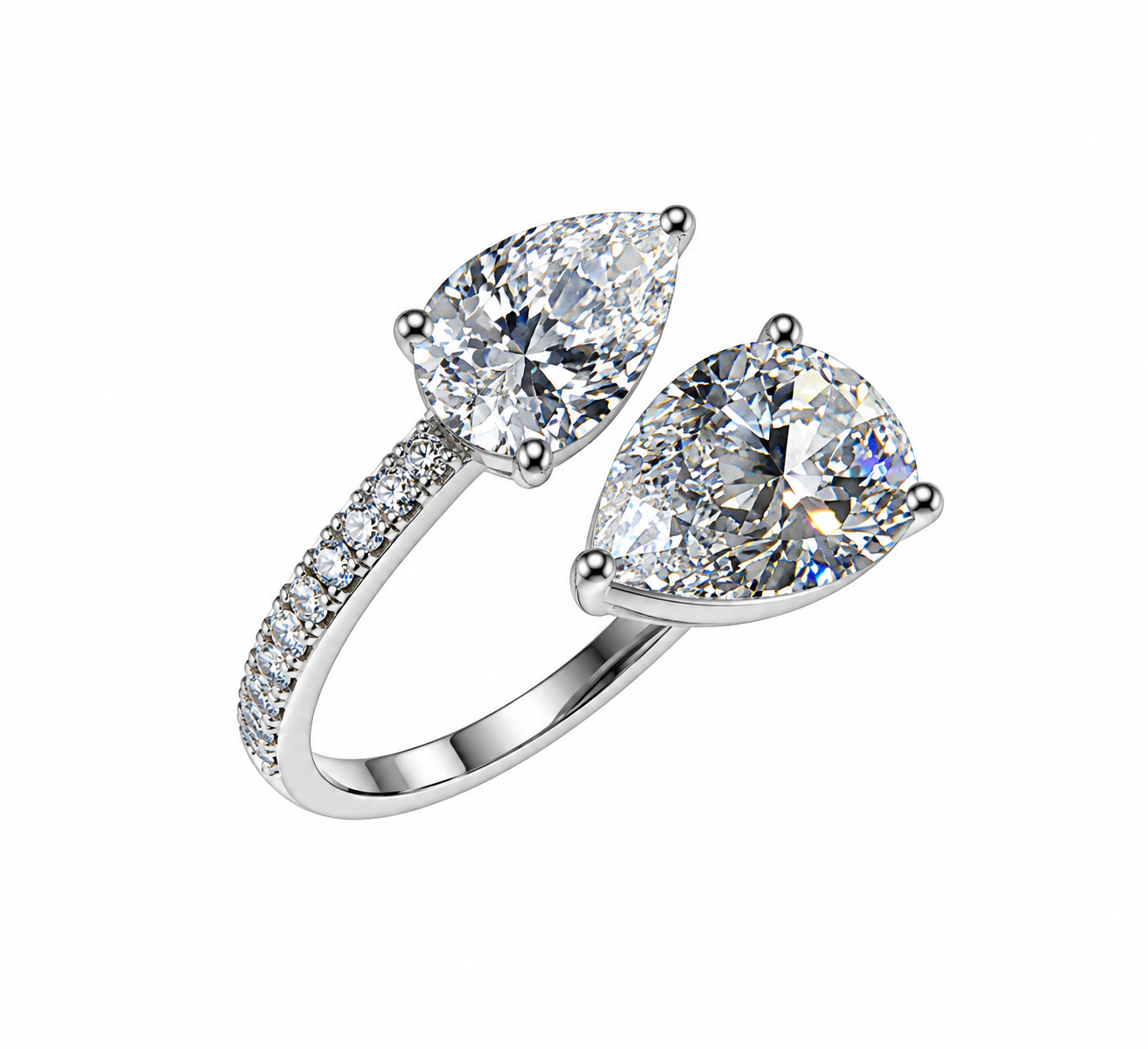 18k white gold engagement ring with 2,96 ct lab diamonds