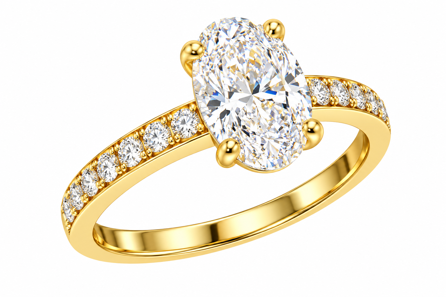 18k geel goud verlovingsring met 1,22 ct lab diamanten