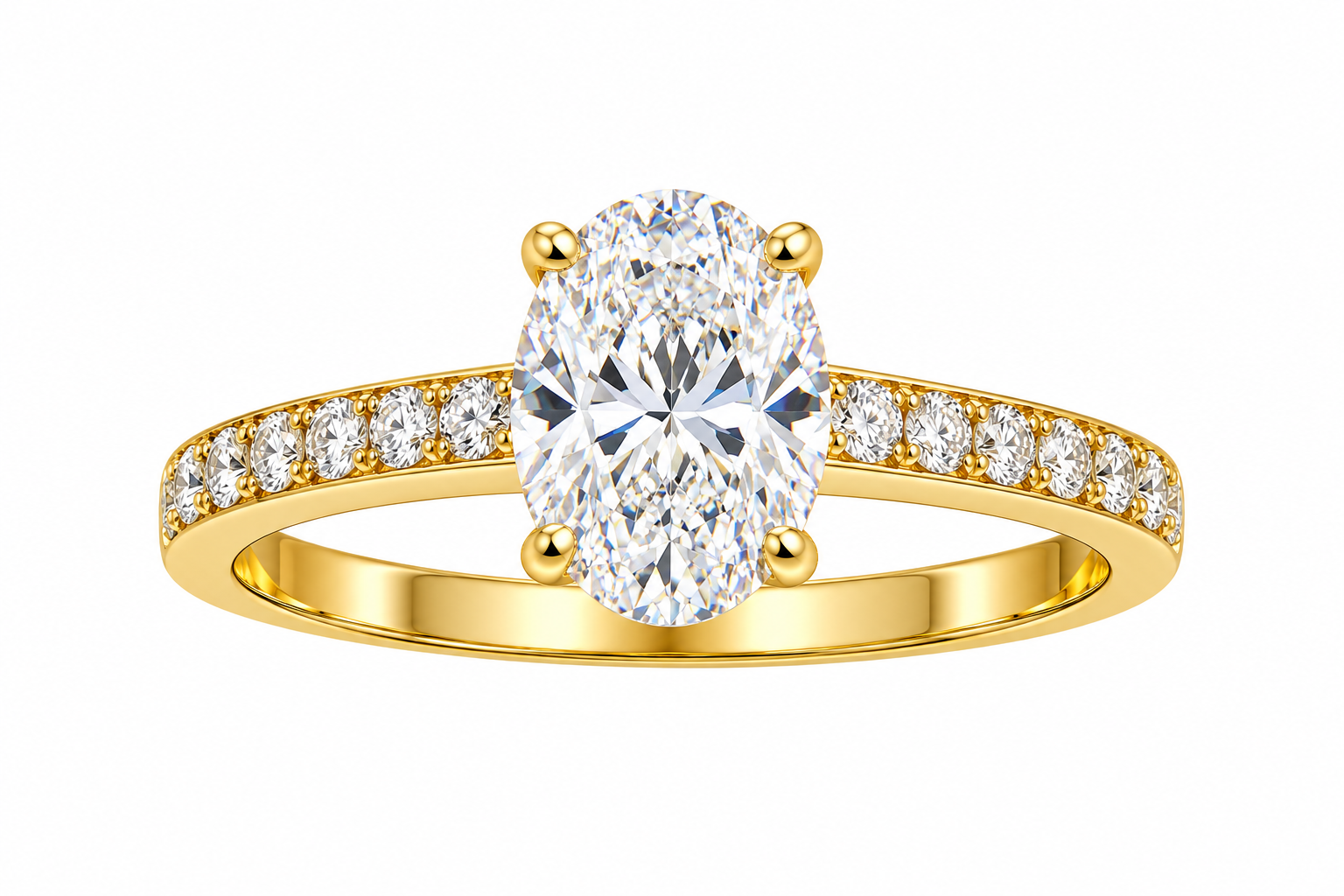 18k geel goud verlovingsring met 1,22 ct lab diamanten
