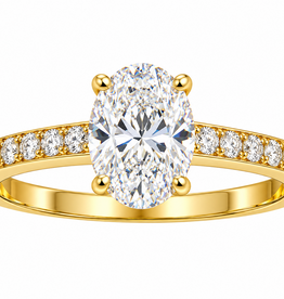 18k yellow gold engagement ring with 1,22 ct lab diamonds