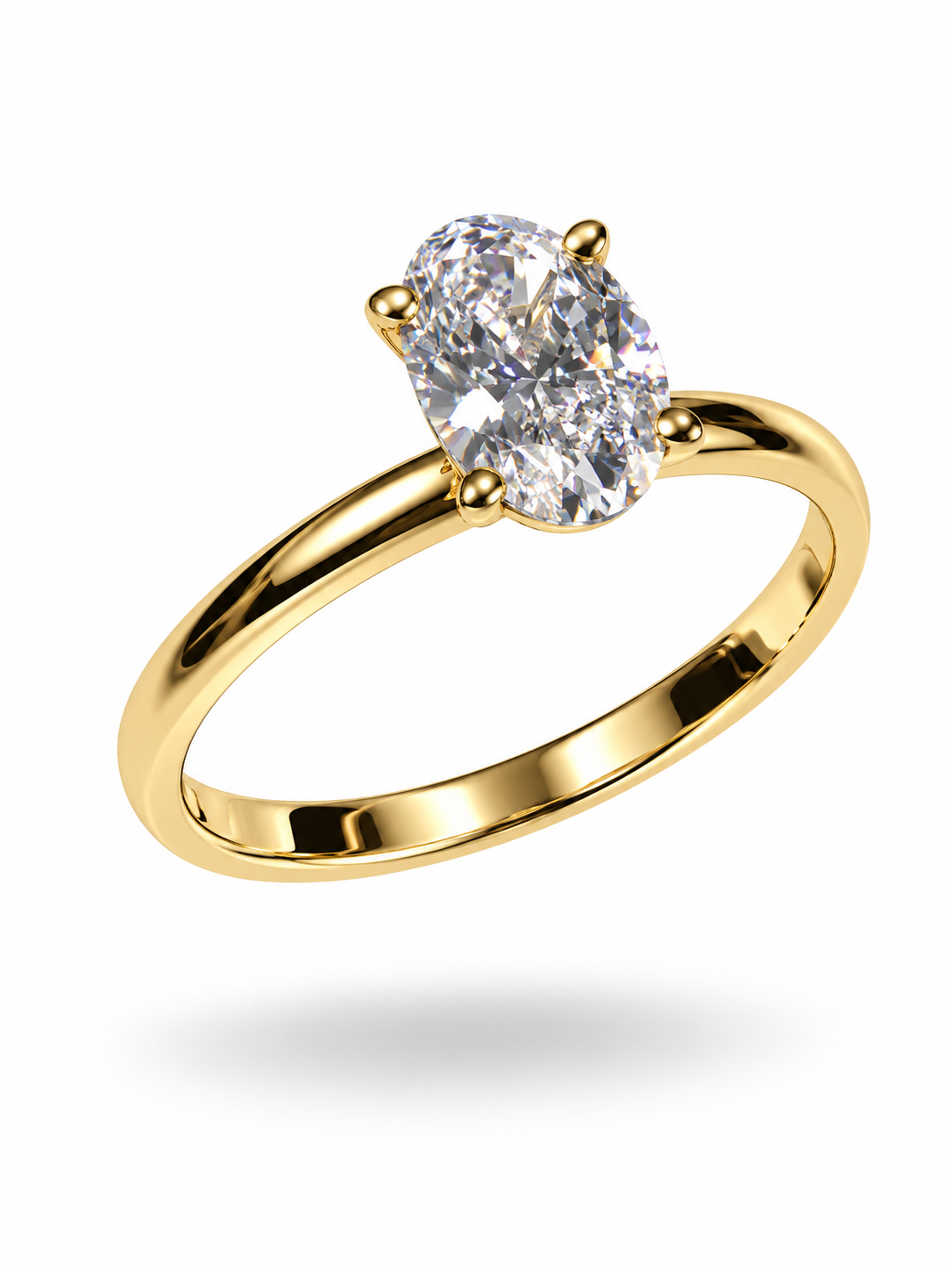 18k yellow gold engagement ring with 1,08 ct lab diamond