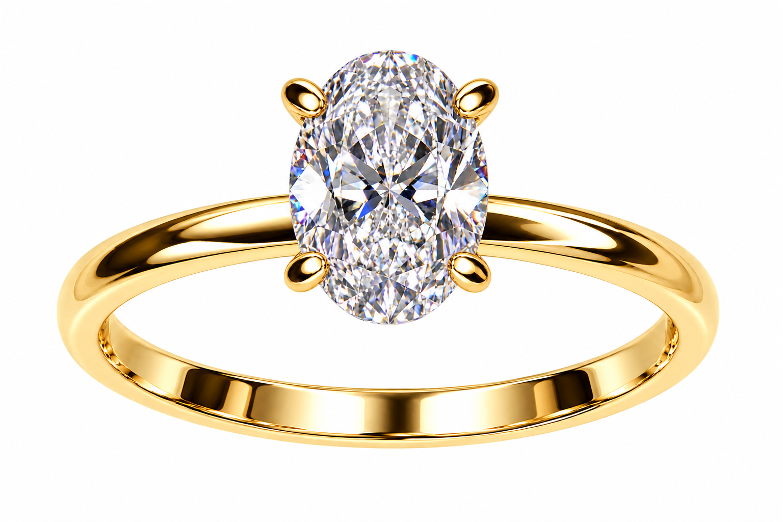 18k yellow gold engagement ring with 1,08 ct lab diamond