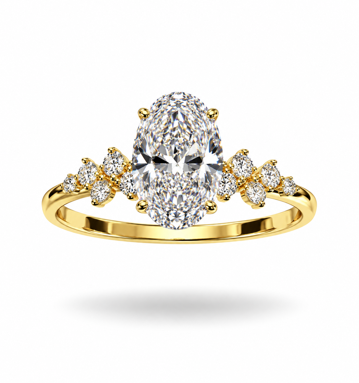 18k yellow gold engagement ring with 1,74 ct lab diamonds