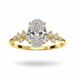 18k yellow gold engagement ring with 1,74 ct lab diamonds