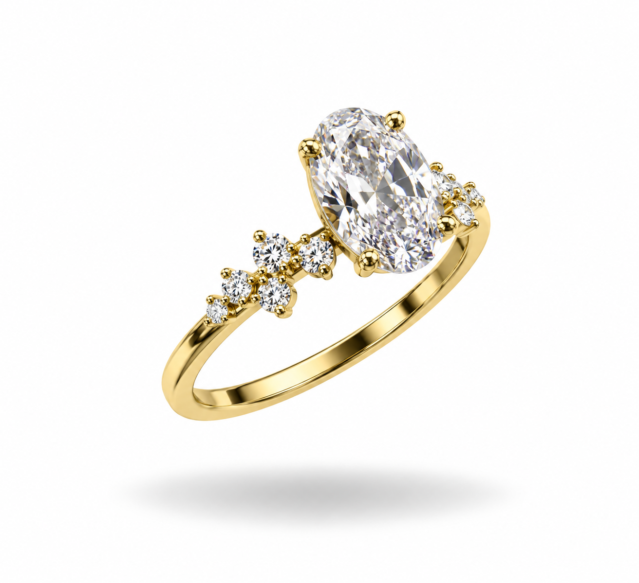 18k geel goud verlovingsring met 1,74 ct lab diamanten
