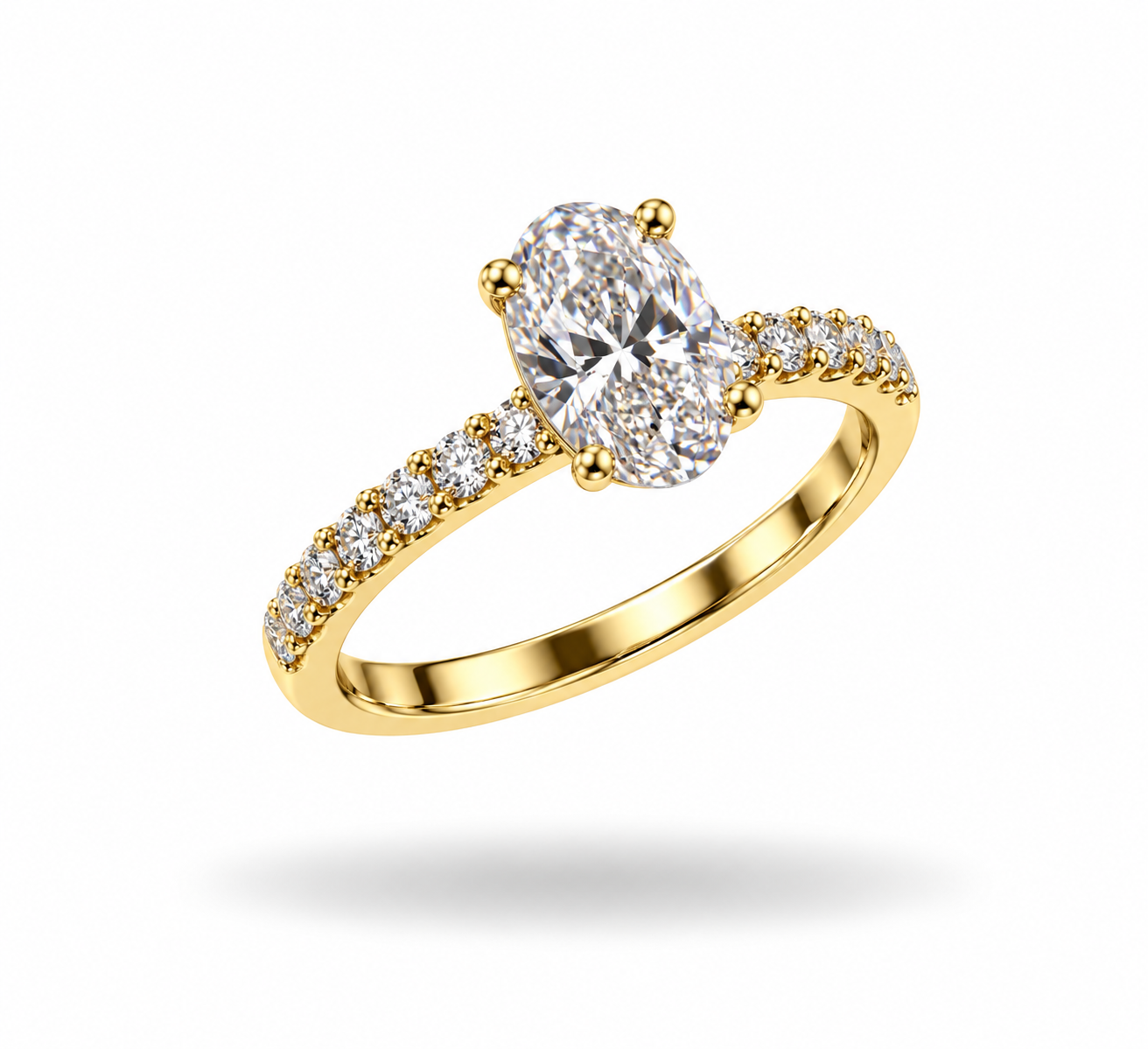 18k yellow gold engagement ring with 1,37 ct lab diamonds