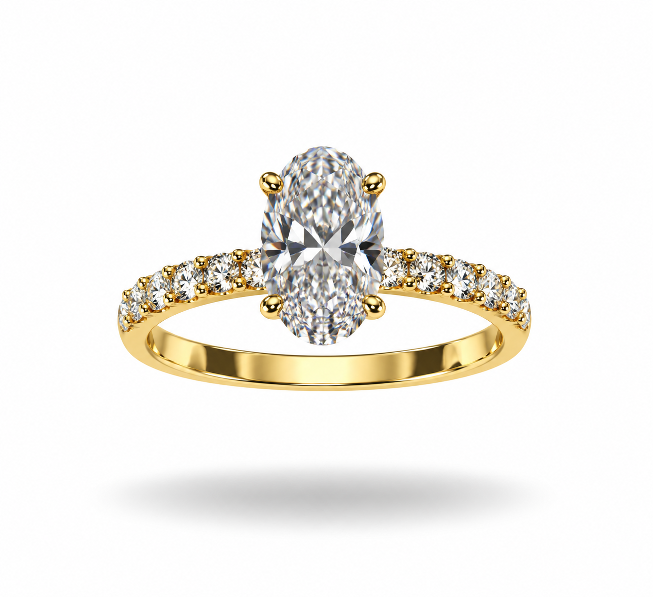 18k geel goud verlovingsring met 1,37 ct lab diamanten