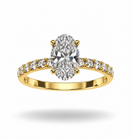 18k yellow gold engagement ring with 1,37 ct lab diamonds