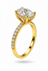 18k yellow gold engagement ring with 1,90 ct lab diamonds