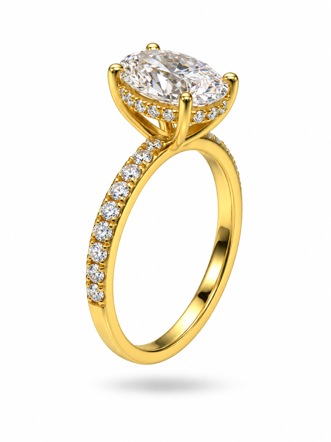 18k yellow gold engagement ring with 1,90 ct lab diamonds