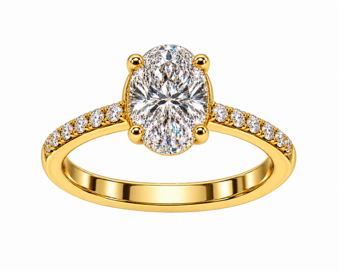18k geel goud verlovingsring met 1,90 ct lab diamanten