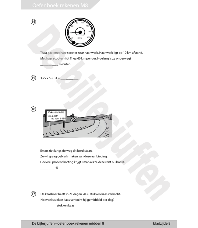 De Bijlesjuffen oefenboek rekenen CITO m8 nr.1