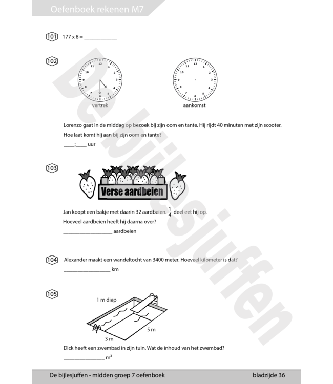 De Bijlesjuffen oefenboek rekenen CITO m7 nr.1