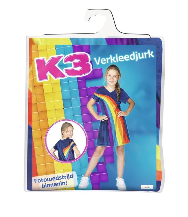 K3 Verkleedjurkje Regenboog Blauw 9-11 jaar