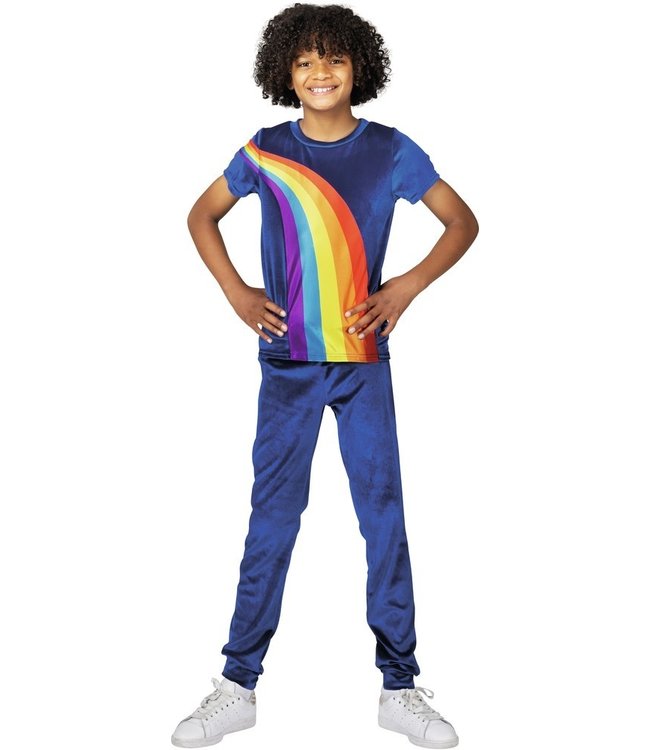 K3 Verkleedpak K3 Regenboog blauw: maat 134 (6-8 jaar)