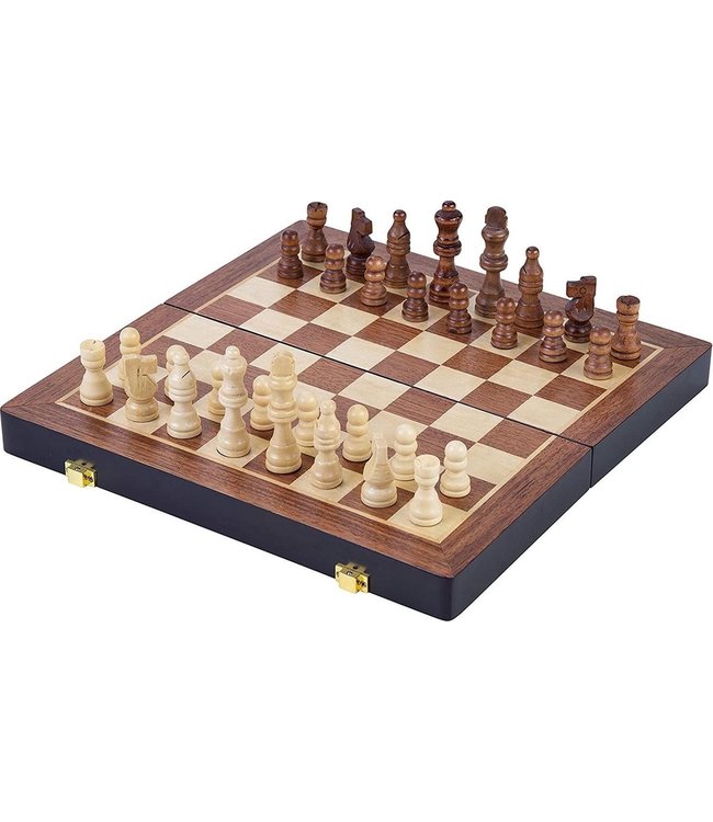 Schaakspel Inklapbaar 38,5 Cm Hout Bruin/wit 33-delig