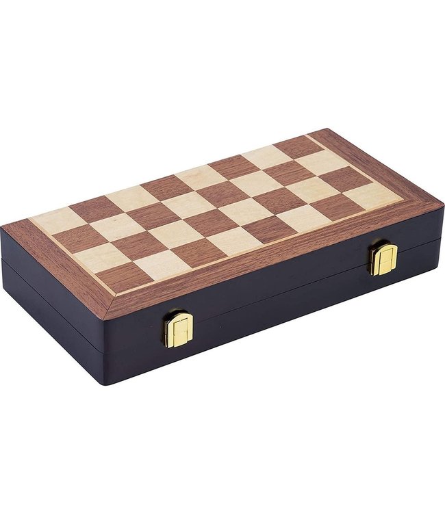 Schaakspel Inklapbaar 38,5 Cm Hout Bruin/wit 33-delig