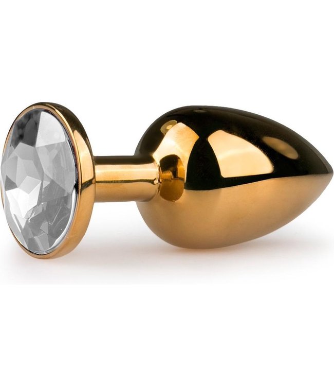 Buttplug met steen - Goud/Transparant