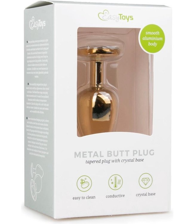Buttplug met steen - Goud/Transparant