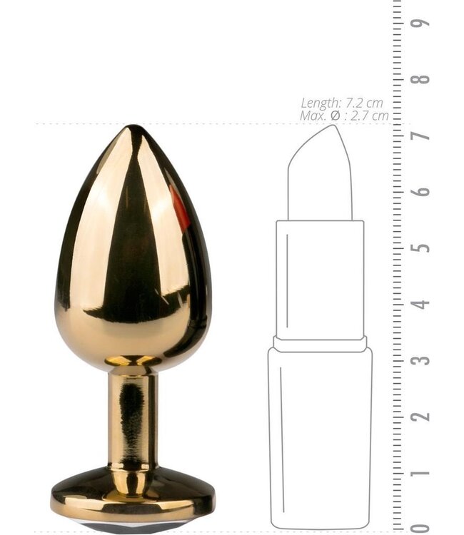 Buttplug met steen - Goud/Transparant